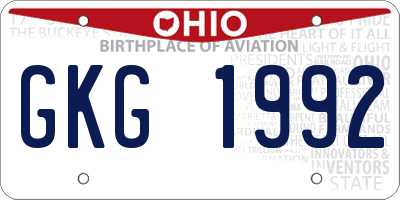 OH license plate GKG1992