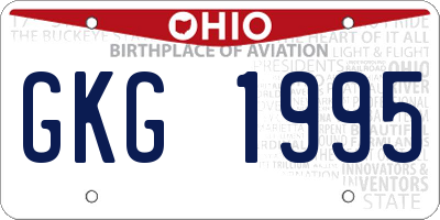 OH license plate GKG1995