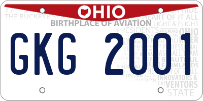 OH license plate GKG2001