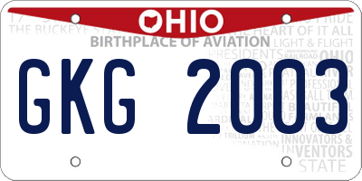 OH license plate GKG2003