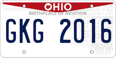 OH license plate GKG2016