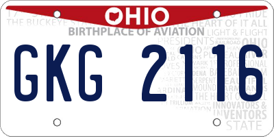 OH license plate GKG2116
