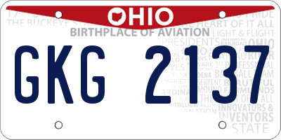 OH license plate GKG2137