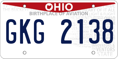 OH license plate GKG2138