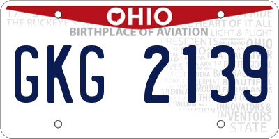 OH license plate GKG2139