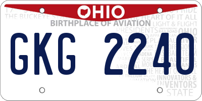 OH license plate GKG2240