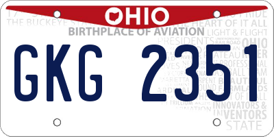 OH license plate GKG2351