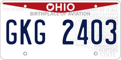 OH license plate GKG2403