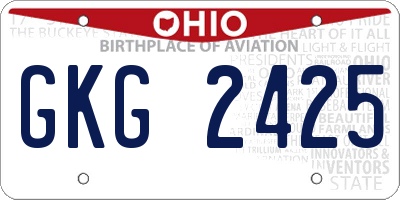 OH license plate GKG2425