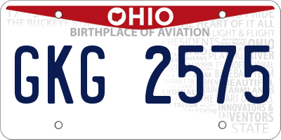 OH license plate GKG2575