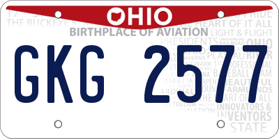 OH license plate GKG2577
