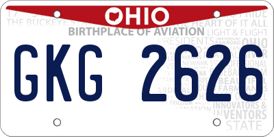 OH license plate GKG2626