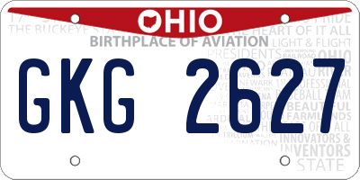 OH license plate GKG2627