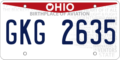 OH license plate GKG2635