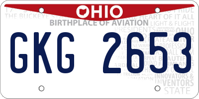 OH license plate GKG2653
