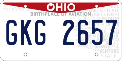 OH license plate GKG2657