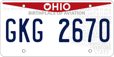 OH license plate GKG2670