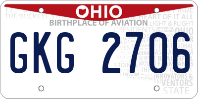 OH license plate GKG2706