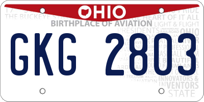 OH license plate GKG2803