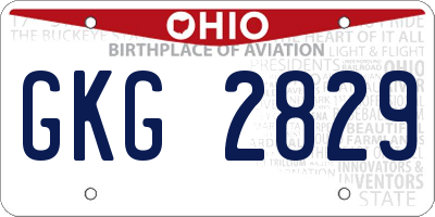 OH license plate GKG2829