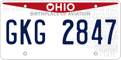 OH license plate GKG2847