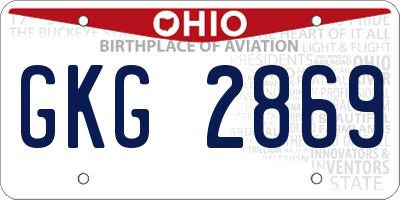 OH license plate GKG2869