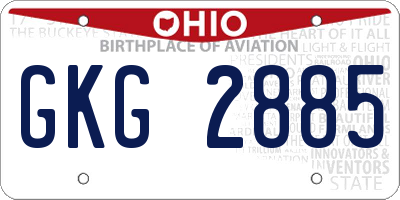 OH license plate GKG2885