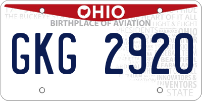 OH license plate GKG2920