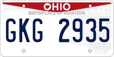 OH license plate GKG2935