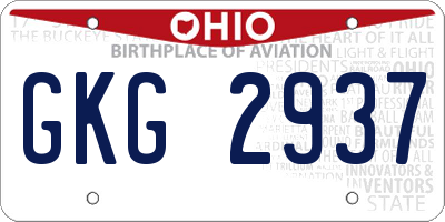 OH license plate GKG2937