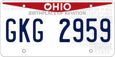 OH license plate GKG2959