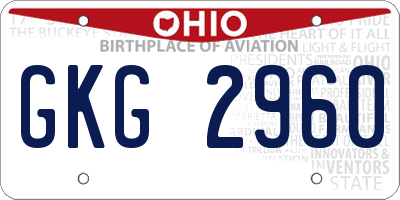 OH license plate GKG2960