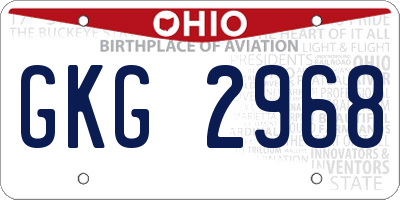 OH license plate GKG2968