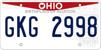 OH license plate GKG2998