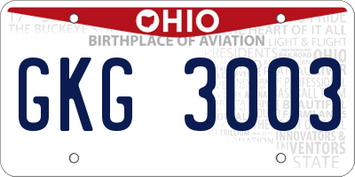 OH license plate GKG3003