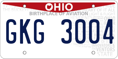 OH license plate GKG3004