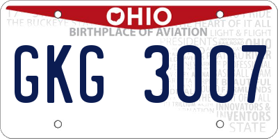 OH license plate GKG3007