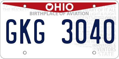 OH license plate GKG3040