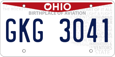 OH license plate GKG3041