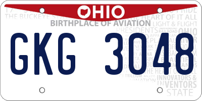 OH license plate GKG3048