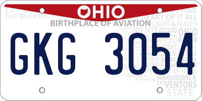 OH license plate GKG3054