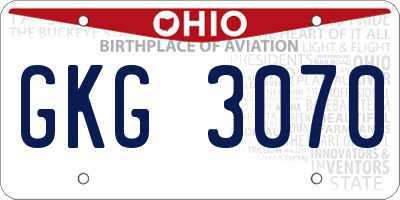OH license plate GKG3070