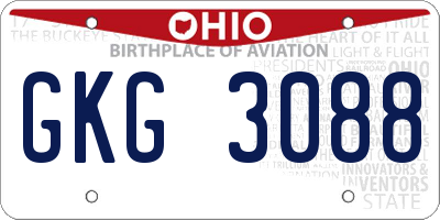OH license plate GKG3088