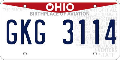 OH license plate GKG3114