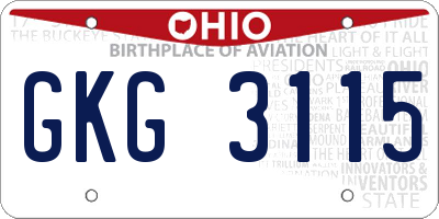 OH license plate GKG3115