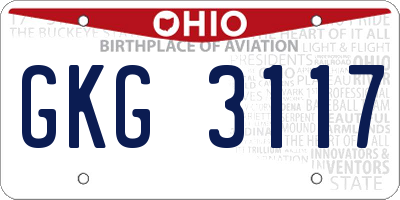 OH license plate GKG3117