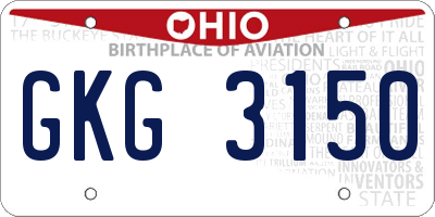 OH license plate GKG3150