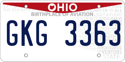 OH license plate GKG3363