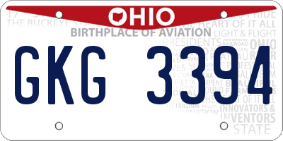 OH license plate GKG3394