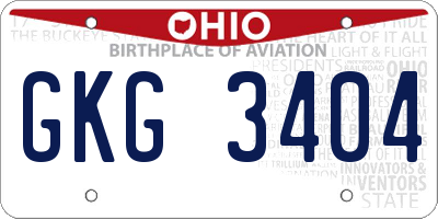 OH license plate GKG3404